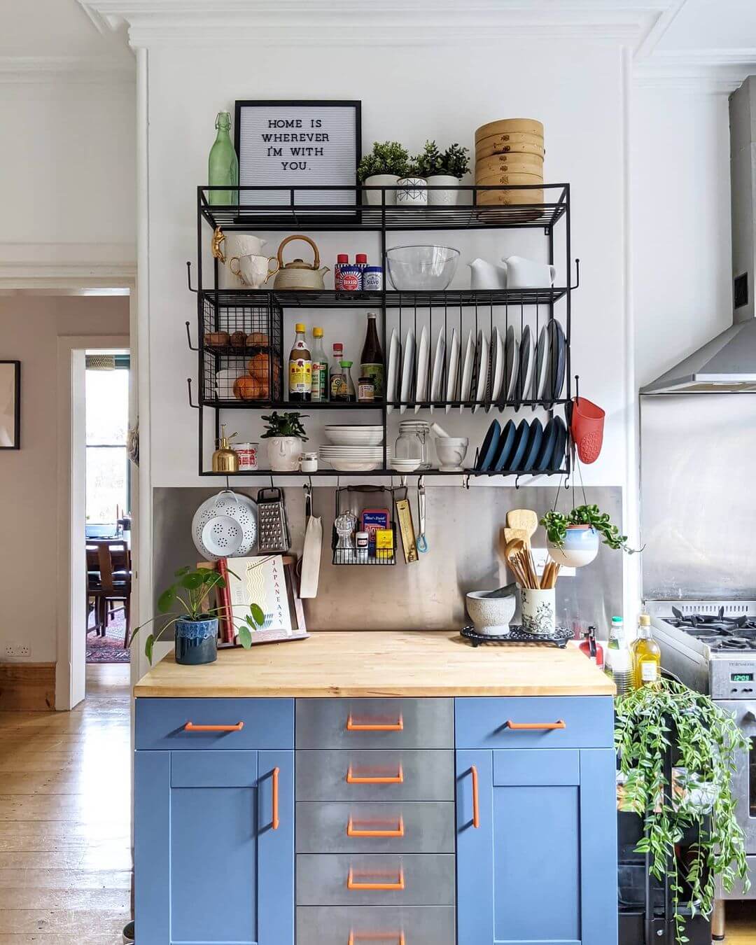 Powder blue kitchen cabinets