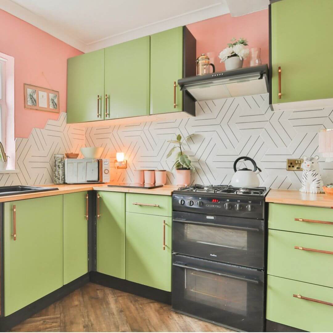 Sage green kitchen cabinets